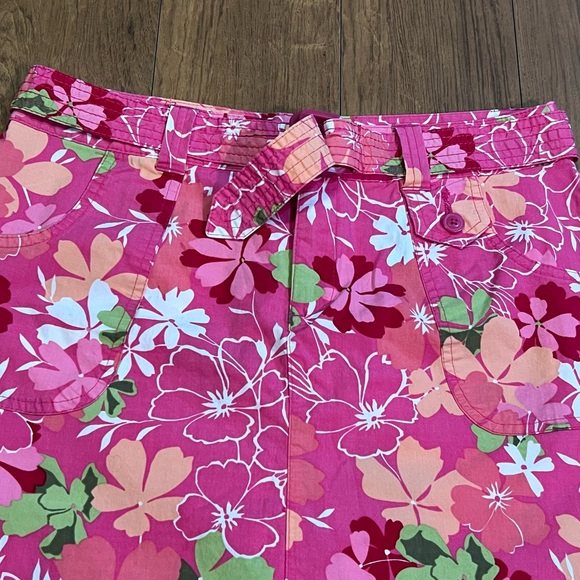 White Stag Hot Pink Y2K Barbie Tropical Hawaiian Floral Belted Cargo Skort Sz 6 - Picture 6 of 8